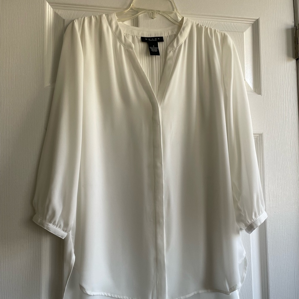 Sheer white flowy blouse by Grace-like new!